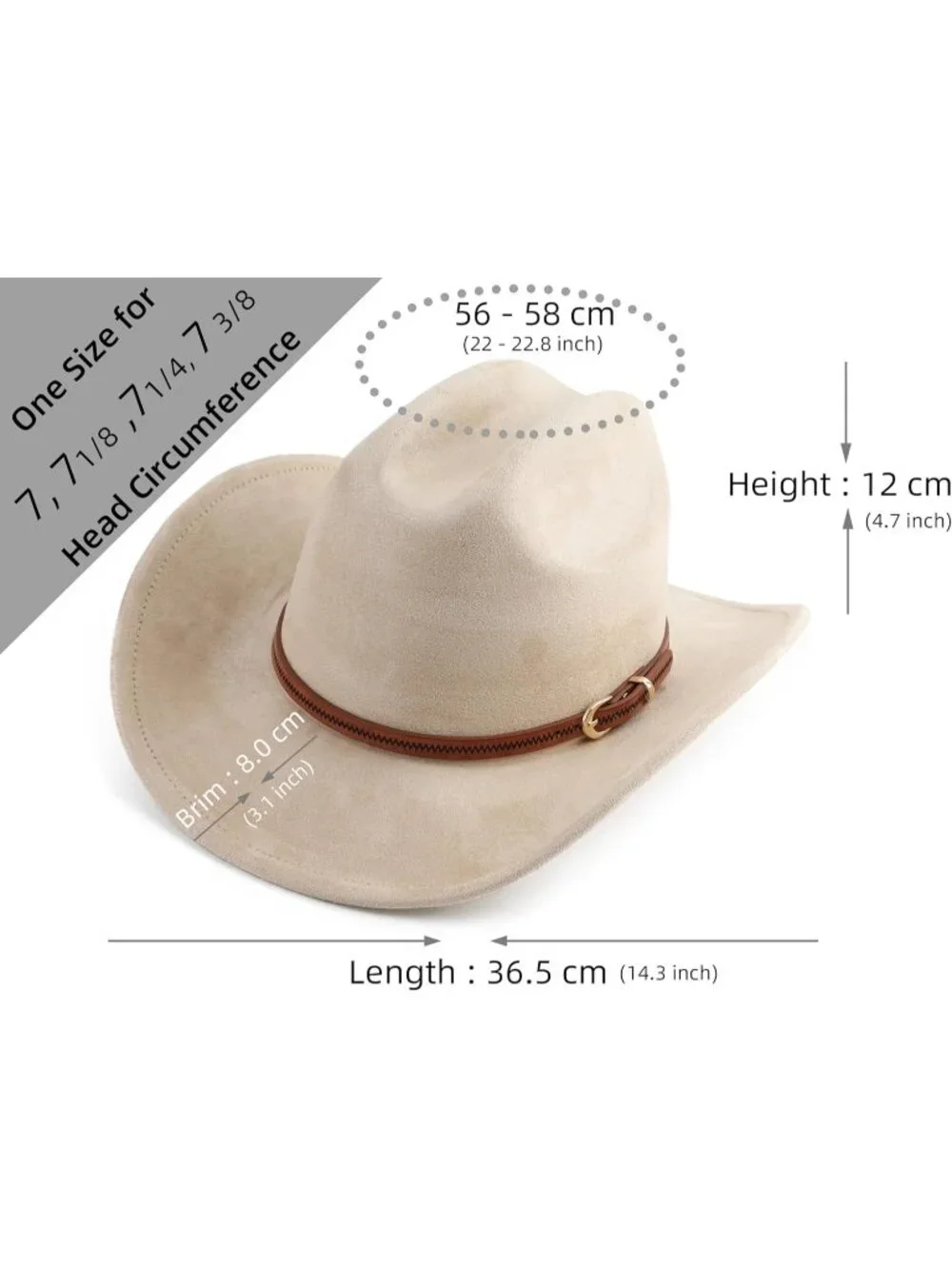 Men's Beige Faux Suede Wide Brim Western Cowgirl Cowboy Hat